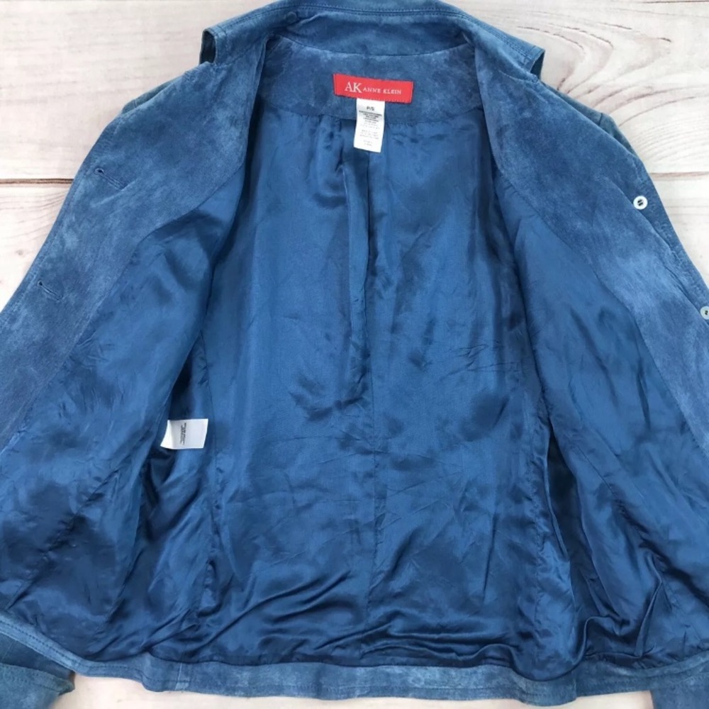 Blue Suede Button-Front Jacket - Picture 6 of 8
